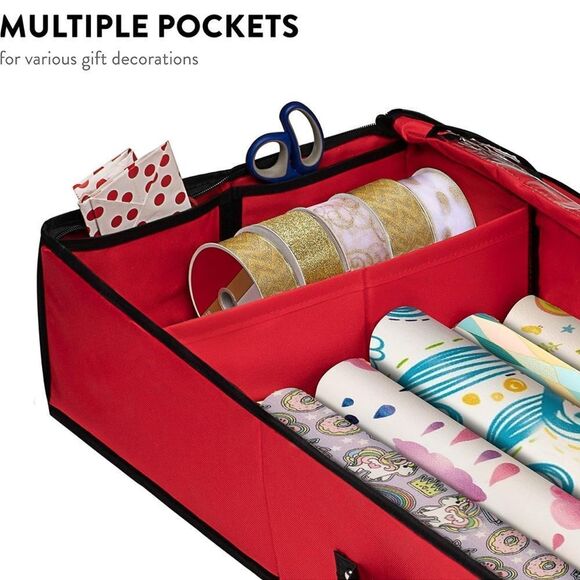 Christmas Wrapping Paper Storage Bag with Interior Pockets - Fits 24 Rolls - Picture 7 of 9